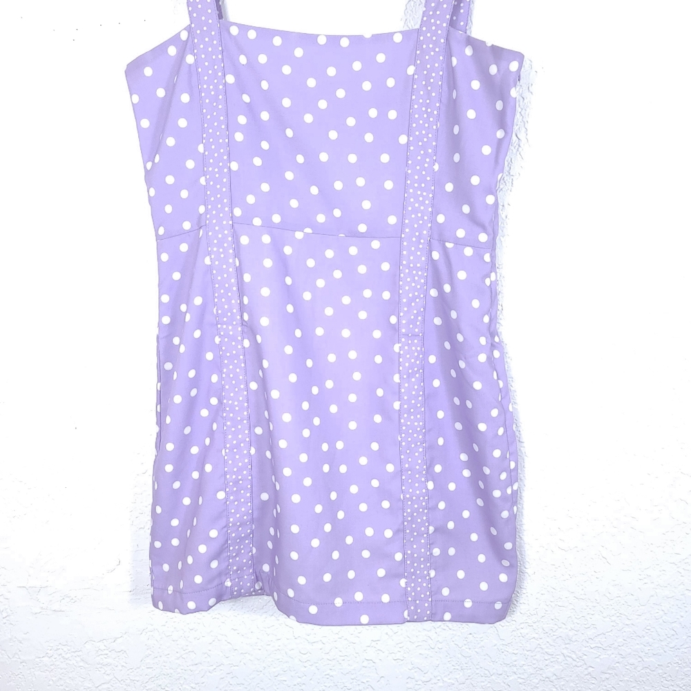 Solid & Stripes Lavender Polka Dot Mini Dress View 4